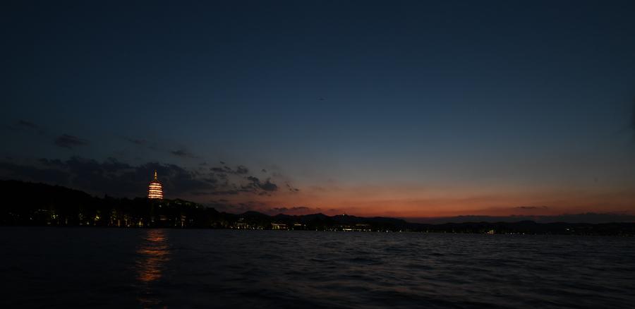 Night view of Leifeng Pagoda of West Lake in Hangzhou