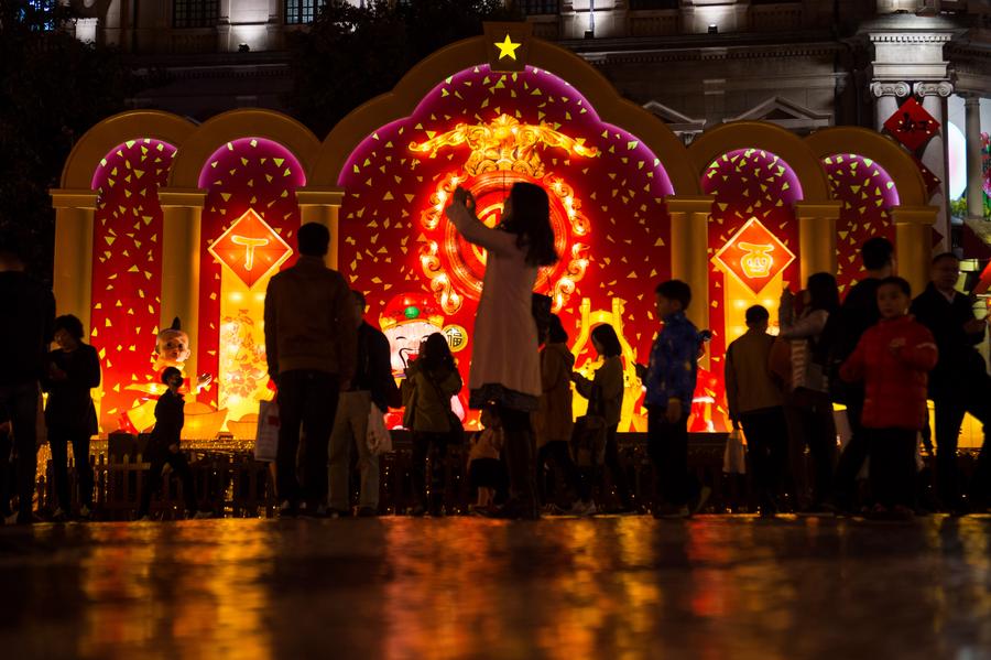 Scenery of lights decoration for Chinese lunar new year in Macao