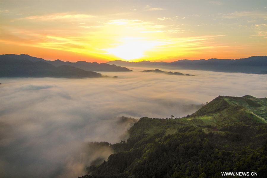 Morning sun seen in Southwest China