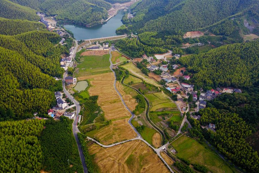 Aerial view of Liujiatang vilage, Zhejiang province