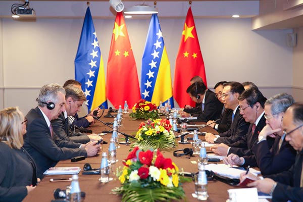 Premier Li looks to boost cooperation with Bosnia-Herzegovina