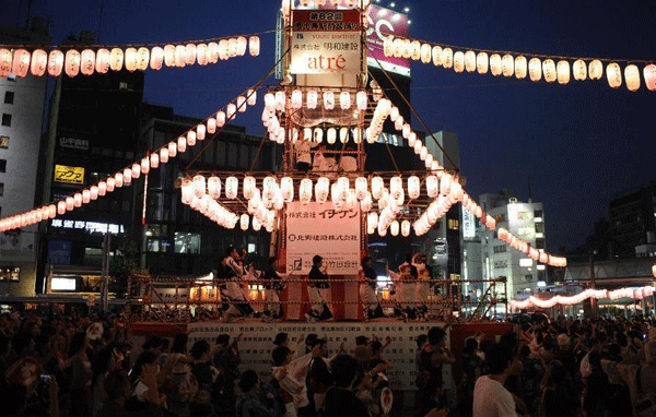 Japanese traditional Bon Festival celebrated in Tokyo