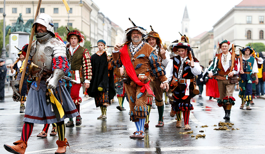 Dancing and drinking during 2016 Munich Oktoberfest