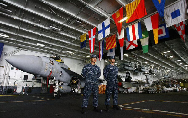 US carrier docked in Philippines