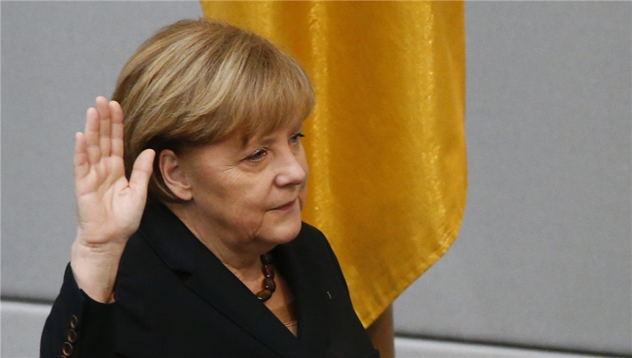 Merkel sworn in as chancellor for a third term