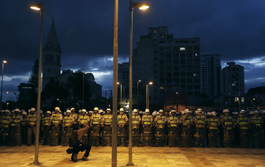 Demonstrators protest against World Cup in Sao Paulo