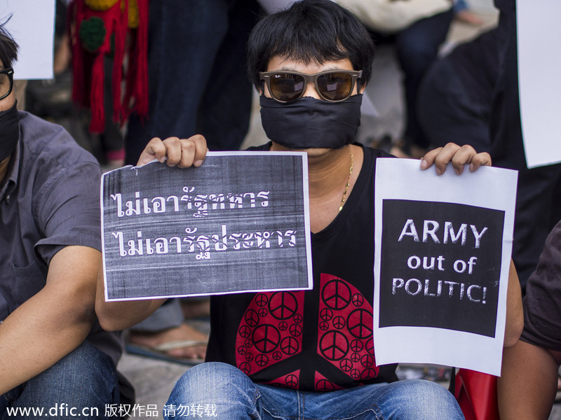 Thai people protest against martial law