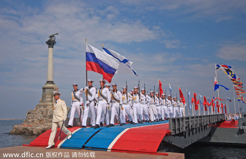 Russia conducts parade rehearsal to mark Navy Day