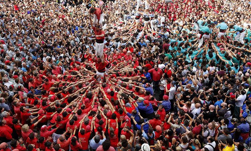 Castellers build human towers