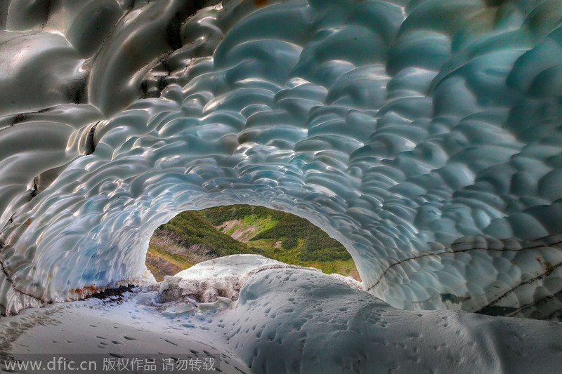 Dazzling melting ice cave