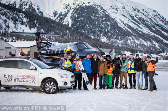 Snowboarder towed by plane reaches speed of 78mph