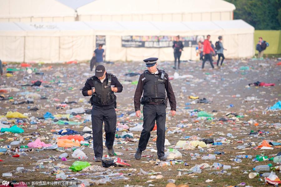 Not so glamorous: Glastonbury ends with sea of rubbish