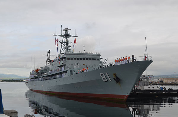 PLA's training ship docks at Pearl Harbor