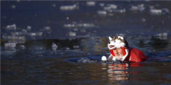 German ice swimming fans meet for annual carnival