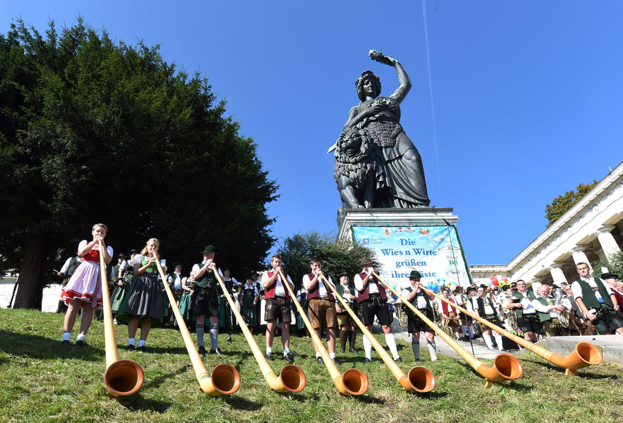 Dancing and drinking during 2016 Munich Oktoberfest