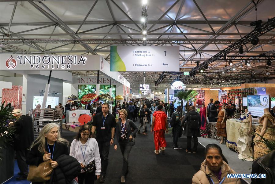 Glimpse of 'Bonn Zone' of UN climate talks in Bonn, Germany